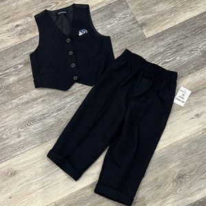 Black pinstripe vest and dress pants set, boys 18m, NWT